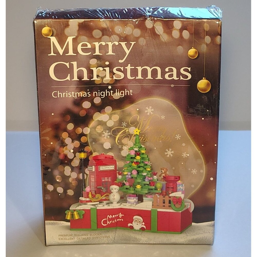 Christmas Night Light Building Blocks Set 423 Pieces With USB Plug-In & Stickers